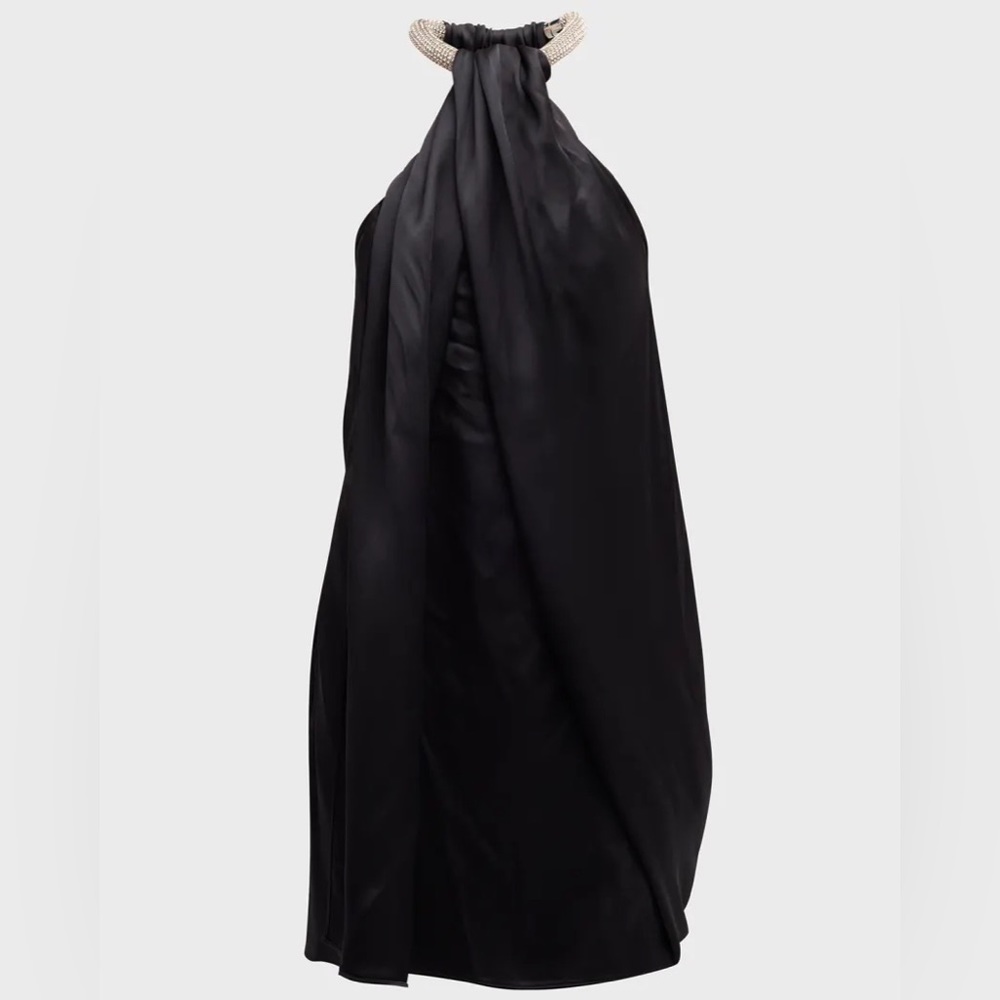 COPY - Stella McCartney Crystal-Necklace Draped Satin Mini Dress